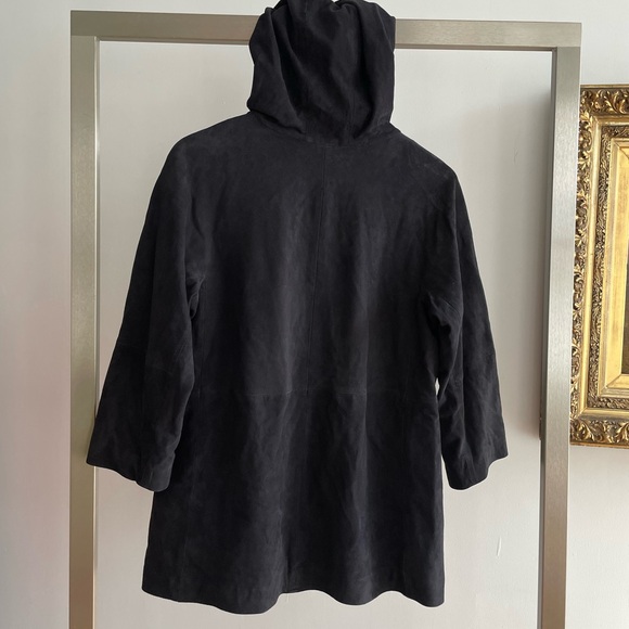 Georges Rech Black Suede Goatskin Hooded Zip-Up Jacket - Picture 5 of 7